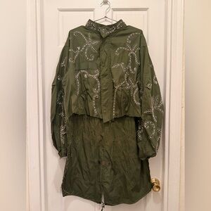 Hand Embellished Green Army Jacket with crystal designs